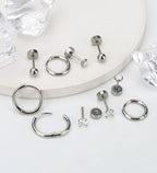 MJust G23 Titanium Earrings Set – Hypoallergenic Flat Back Studs & Hoops