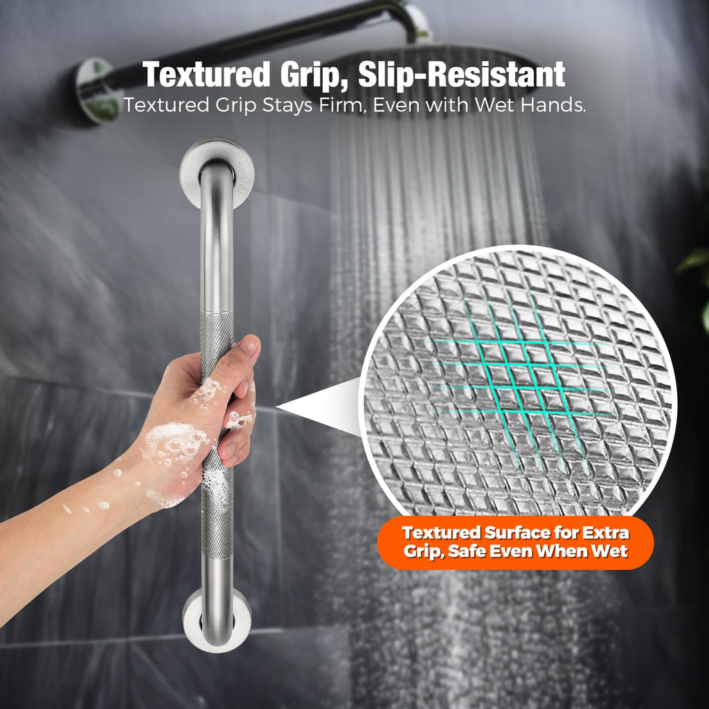 Grab Bars for Shower 2 Pack 18-Inch, Stainless Steel Anti-Slip Safety Shower Handle for Elderly Bathroom Wall Support Handicap Handicap Grab Bars for Seniors, Brushed Nickel