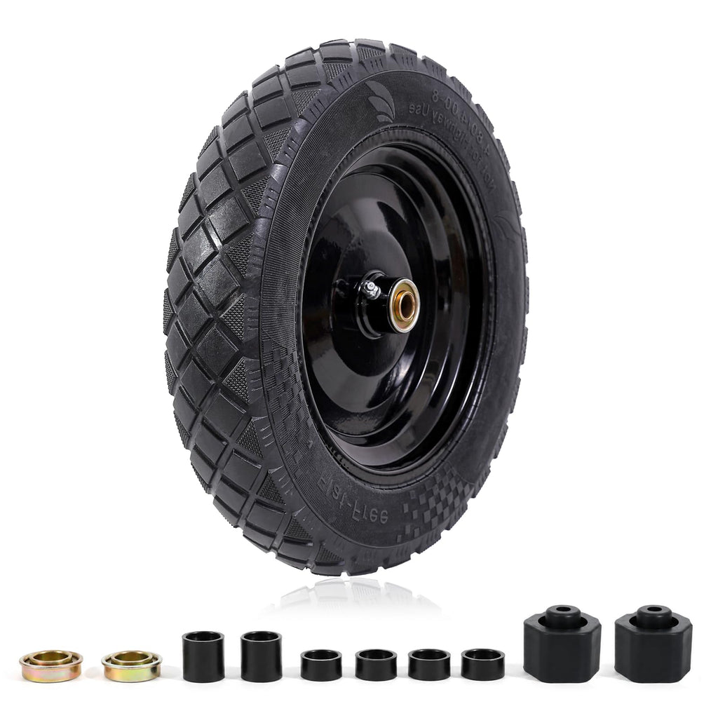 MZREXN 4.80/4.00-8" Flat Free Tire and Wheel 15" Wheelbarrow Tires