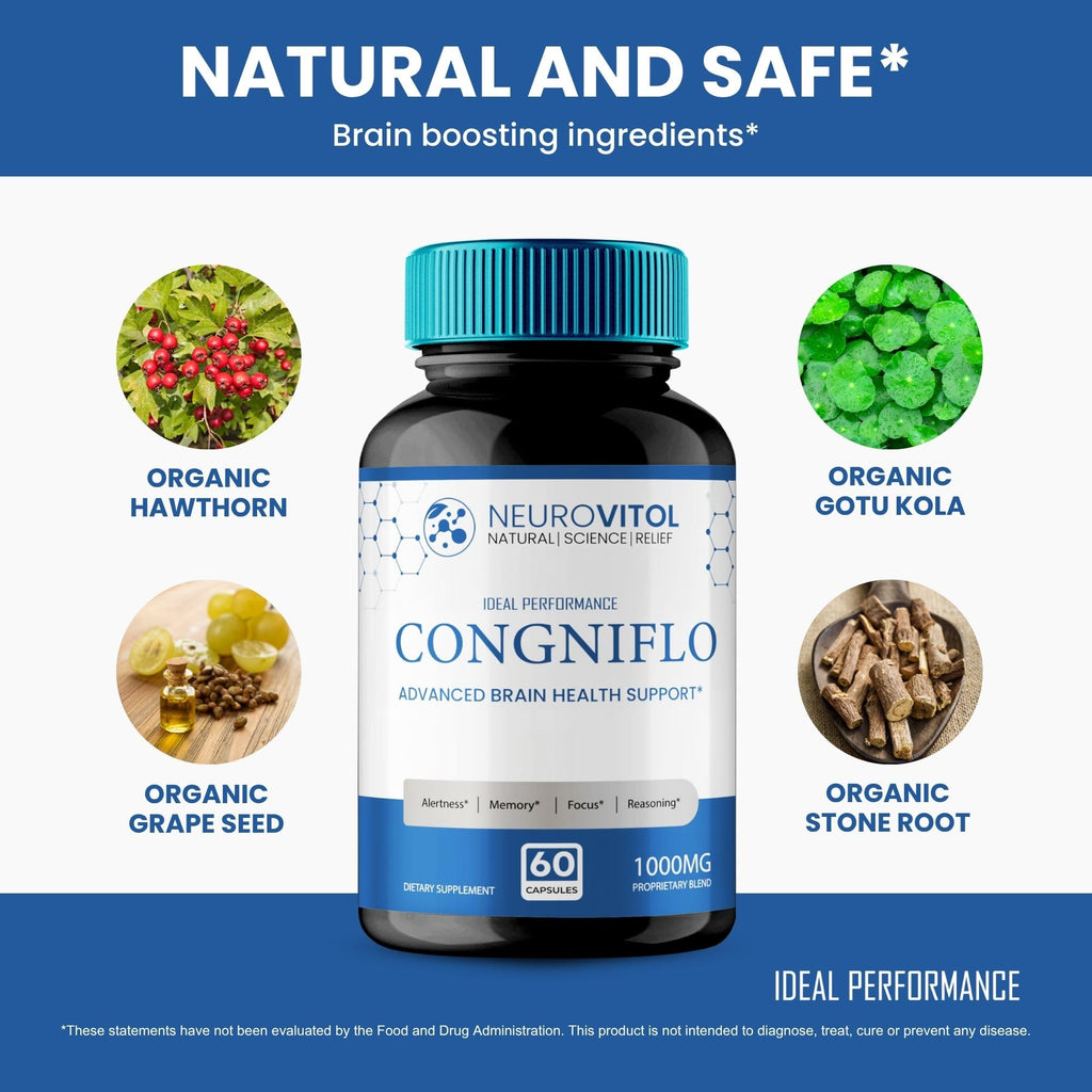 NeuroVitol Cogniflo Capsules, Official NeuroVitolCogniflo Supplement for Brain Health & Memory Support - Maximum Strength, Advanced Formula Nootropic Pills, NeuroVitol Cogniflo Reviews (3 Pack)