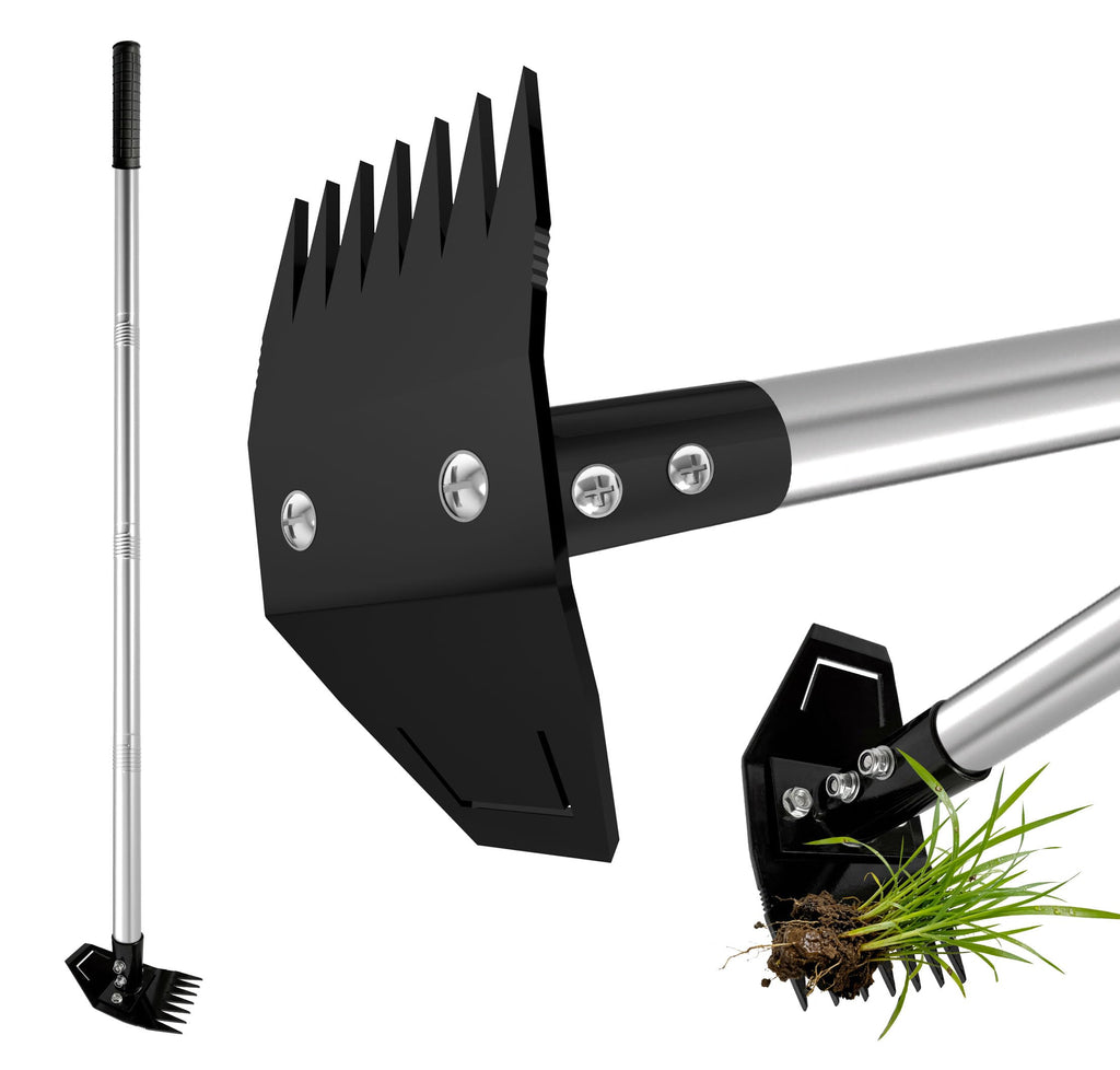 ATLRGISL Weed Puller Tool with Long Handle, Manual Weed Remover Tool, 2 in 1 Weed Rake&Grabber and Garden Hoe, Dandelion Gardenia Heavy Duty Uprooting Tool for Yard, Lawn and Garden, 58Inch