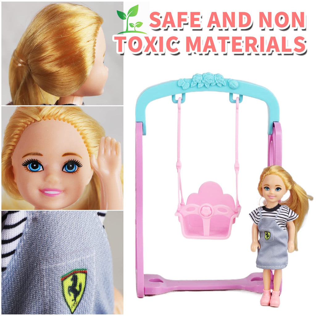 Familydolls Dolls Set of 6 People with Pregnant Mom Dad 3 Kids and Baby Boy in Mommy's Tummy, Doll Playsets and Accessories for 3-12 Years Old Toddlers Gift