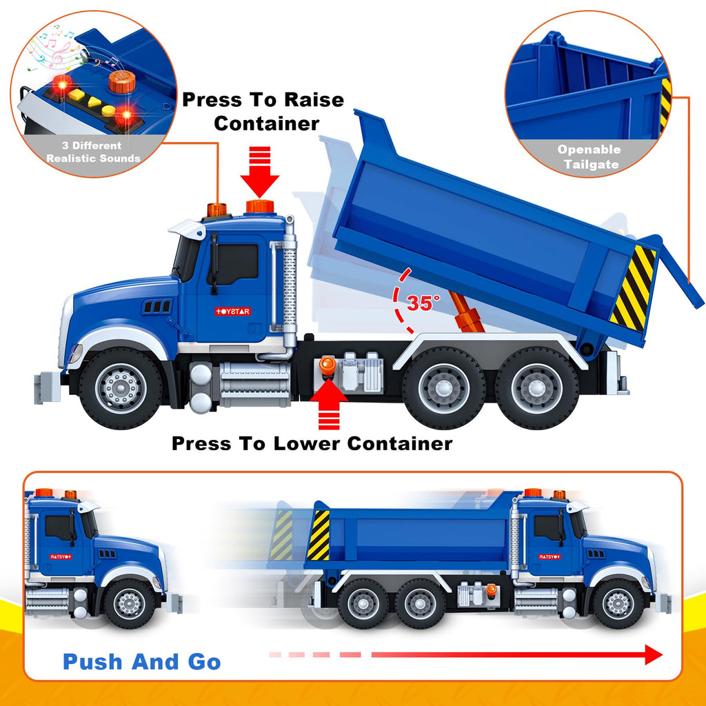 Large Dump Truck Toy for 3 4 5 Year Old Boy, Truck Toy with Sound and Light