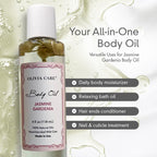 Olivia Care Jasmine Gardenia Body Oil Vegan & Natural Oil For Women | Hydrating & Moisturizing After Bath Oil - with VITAMIN E, K & Omega Fatty Acids Reduce Dry Skin - 4 OZ