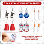 Sureio 6 Pair Hillbilly Bash Earrings Acrylic Trash Jewelry for Women Novel
