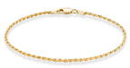 Miabella 18K Gold Plated 925 Sterling Silver Italian 2mm, 3mm Diamond-Cut Braided Rope Chain Anklet Ankle Bracelet for Women, 925 Made in Italy (width 2mm, Length 10 Inches)
