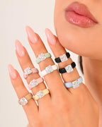 Rinfit Silicone Ring with Stone, Princess Cut CZ - Wht/Sil, Size 7