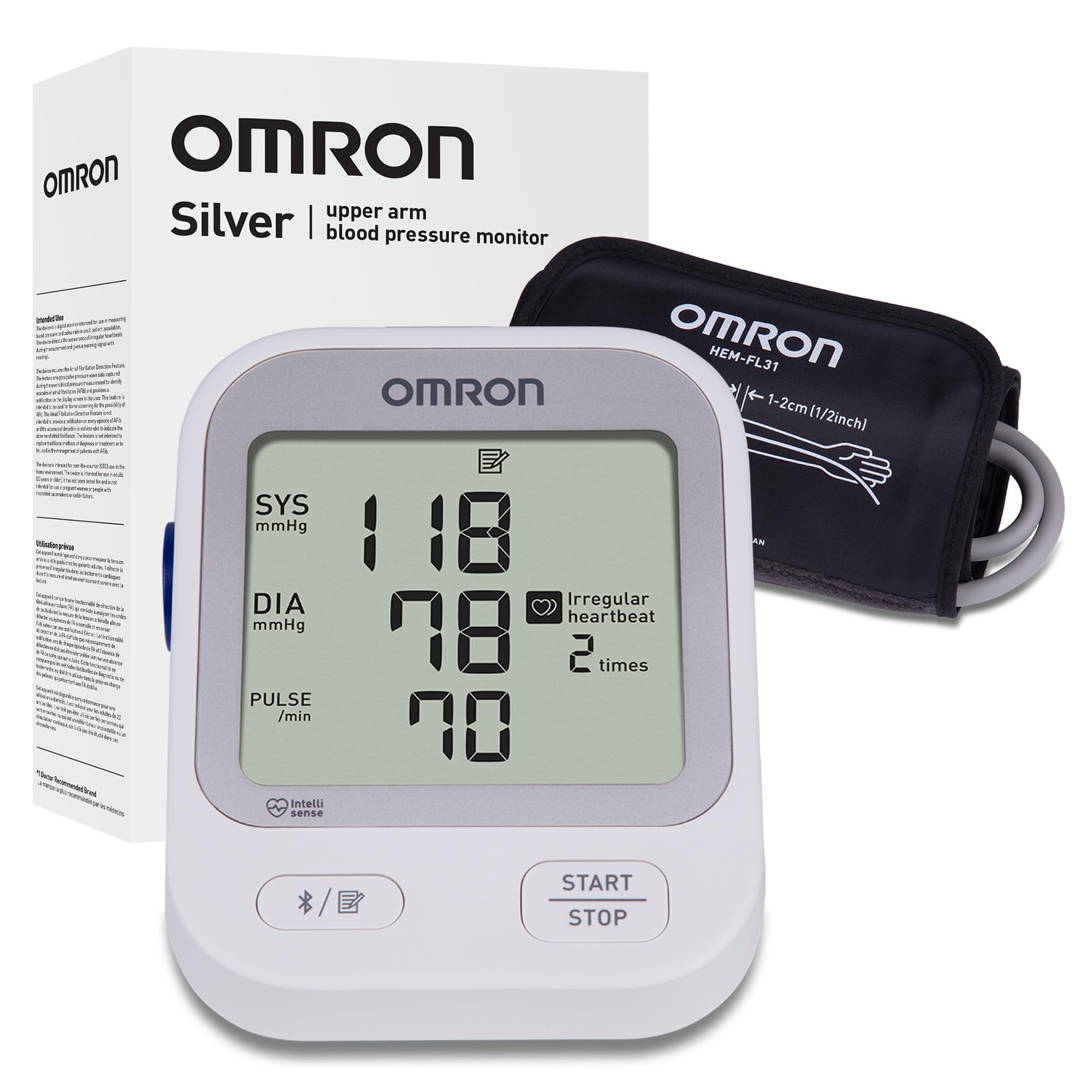OMRON Silver Blood Pressure Monitor for Home Use & Upper Arm Blood Pressure Cuff - #1 Doctor & Pharmacist Recommended Brand - Clinically Validated - Connect App