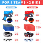 2 Pack Blaster Guns Boys Toy-with 60 Bullets &2 Wristbands, TiopLior Blaster Guns Toy Age for 4-9 Christmas Birthday Gifts &2 Safety Glasses/Face Masks for 6+ Year Old Kids Games Toys
