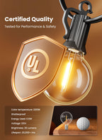 Brightown Outdoor String Lights, 69FT G40 LED IP65 Waterproof Patio Lights