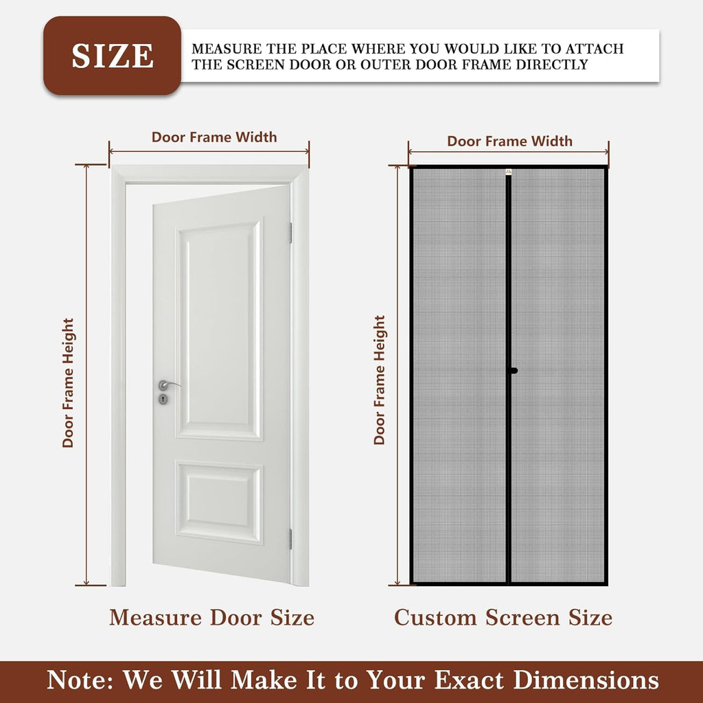 Yotache Custom Magnetic Screen Door, Reinforced Polyester Mesh with Full Frame Hook&Loop Strip for Patio, Balcony, Front Door