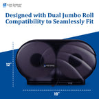 San Jamar Twin 9" Bath Tissue Dispenser – Jumbo Bath Tissue Holder for Bathroom, Infinity System, Black Pearl, 12" × 19" × 5.25"