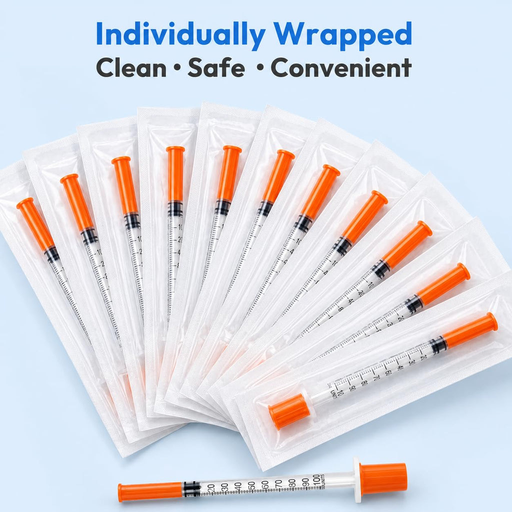 30 Pack Syringes 31G U-100 5/16" 1ml/cc, Disposable Syringe, Lab Supplies