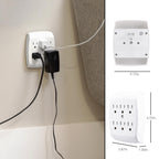 GE 6-Outlet Extender Wall Tap, 5 Pack, Grounded Adapter, Outlet Splitter, Charging Station, 3-Prong, Plug Adapter, Secure Install, Cruise Essentials, ETL Listed, White, 54853