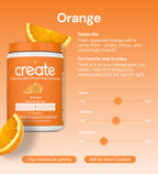 Create Creatine Monohydrate Gummies for Men & Women, Boost Focus, Strength, and Endurance, Anti-Melting Formula, Vegan, Gluten-Free, Non-GMO, 1.5g of Creatine per Gummy (Orange)