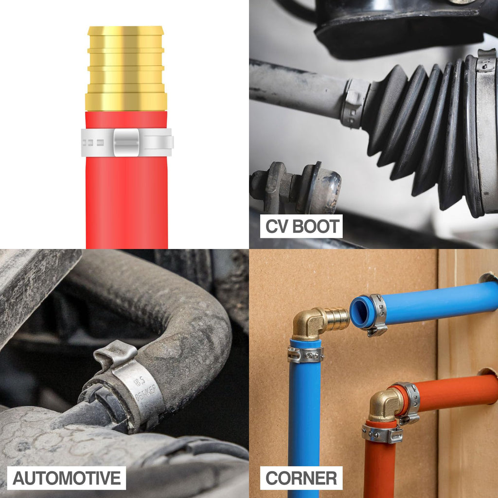 iCrimp PEX Crimping Tool Kit for 3/8-in, 1/2-in, 3/4-in, 1-in PEX Clamp Cinch & Removal, c/w 1/2''(20 Pack) and 3/4''(10 Pack) PEX Clamp Rings, PEX Tubing Cutter