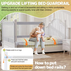 omzer Toddler Bed Rails Guard Foldable Crib Rail Guard,Baby Bed Rail for Toddlers/Elderly with Reinforced Anchor Safety for Cribs, Twin, Double, Full Size Queen & King Bed (48")