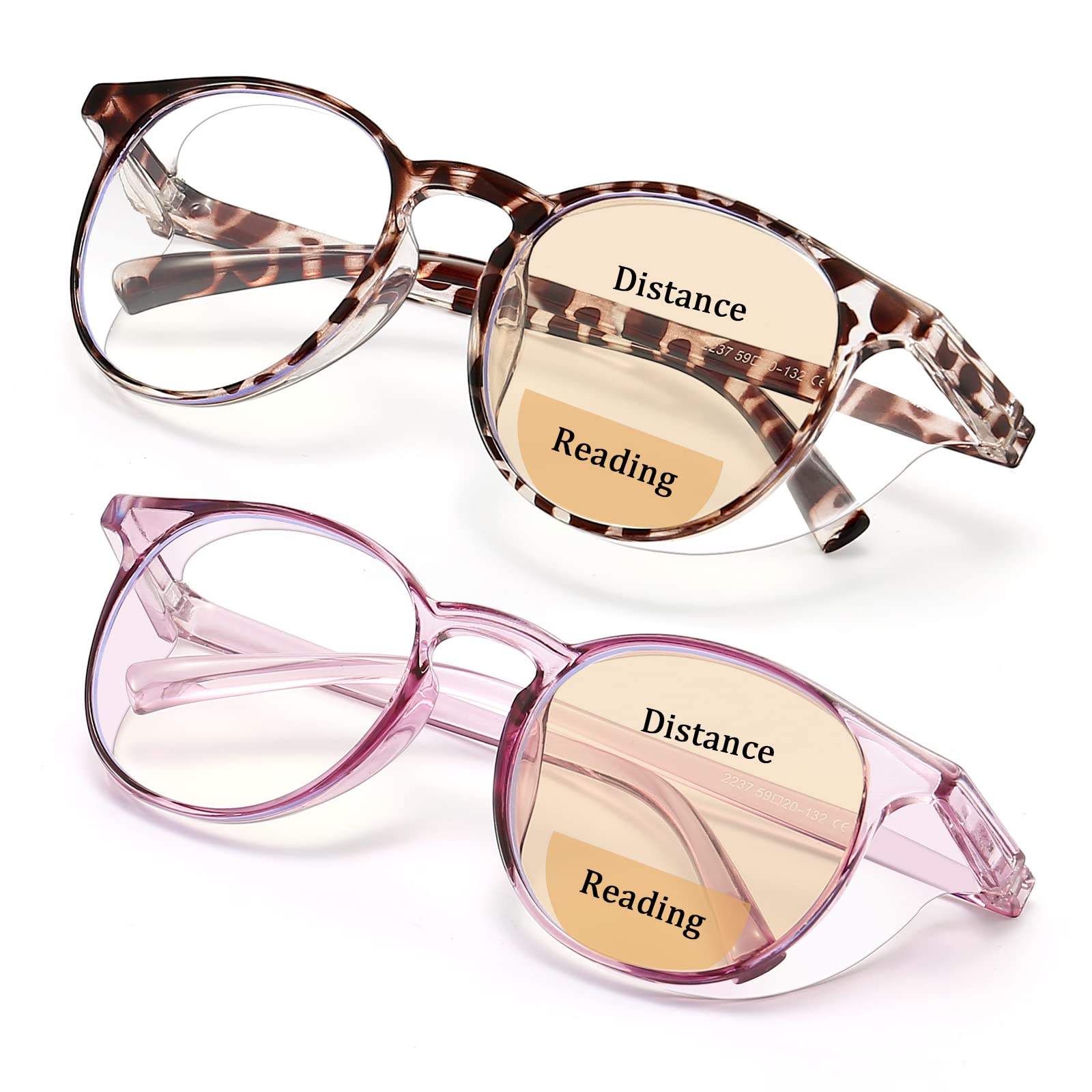 Outray 2 Pair Safety Glasses Clear Impact Resistant Bifocal Reading Glasses Non-Slip Wrap Around