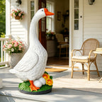GasSaf 23 Inch Porch Goose Outdoor Garden Statue, Large Porch Goose for Garden Yard Patio Balcony Decor, Heavy-Duty & Independent Standing, Big Resin White Cygnus Sculpture, Father Gift