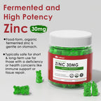 Fermented Zinc Gummies 30mg, Copper, Selenium, Vitamin C, D3, Superior Absorption Zinc Supplements for Women & Men, Immune, Powerful Antioxidant, Zinc Picolinate Alternaitive, Vegan, No Sugar, 60 Cts