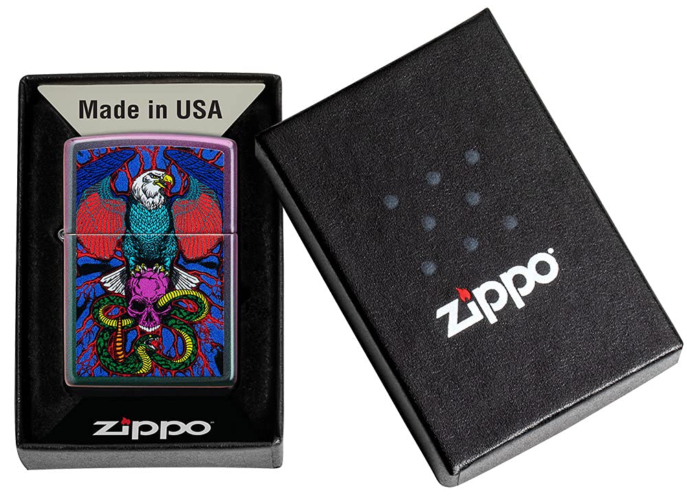 Zippo Eagle, Snake, Skull Design Iridescent Pocket Lighter