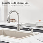 GAGALIFE Kitchen Sink Soap Dispenser with 17 Ounce Large Bottle (Brushed Nickel), Built in Sink Soap Dispenser Sink Mounted Soap Dispenser Refill from Top, G080BN