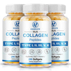 SIGNILIFE Multi Collagen Peptides for Women & Men, Hydrolyzed Collagen Peptides-Type I, II, III, V, X - with Hyaluronic Acid,Vitamin C,Biotin,Supports Skin Hair Nail, Non-GMO,840 Softgels