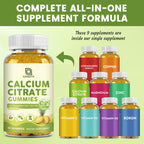 Calcium Citrate 1200mg with Vitamin D3, Calcium Gummies for Women, Calcium Supplements for Bone, Muscle, Immune Support, Sugar Free, Pineapple Flavor - 60 Gummies