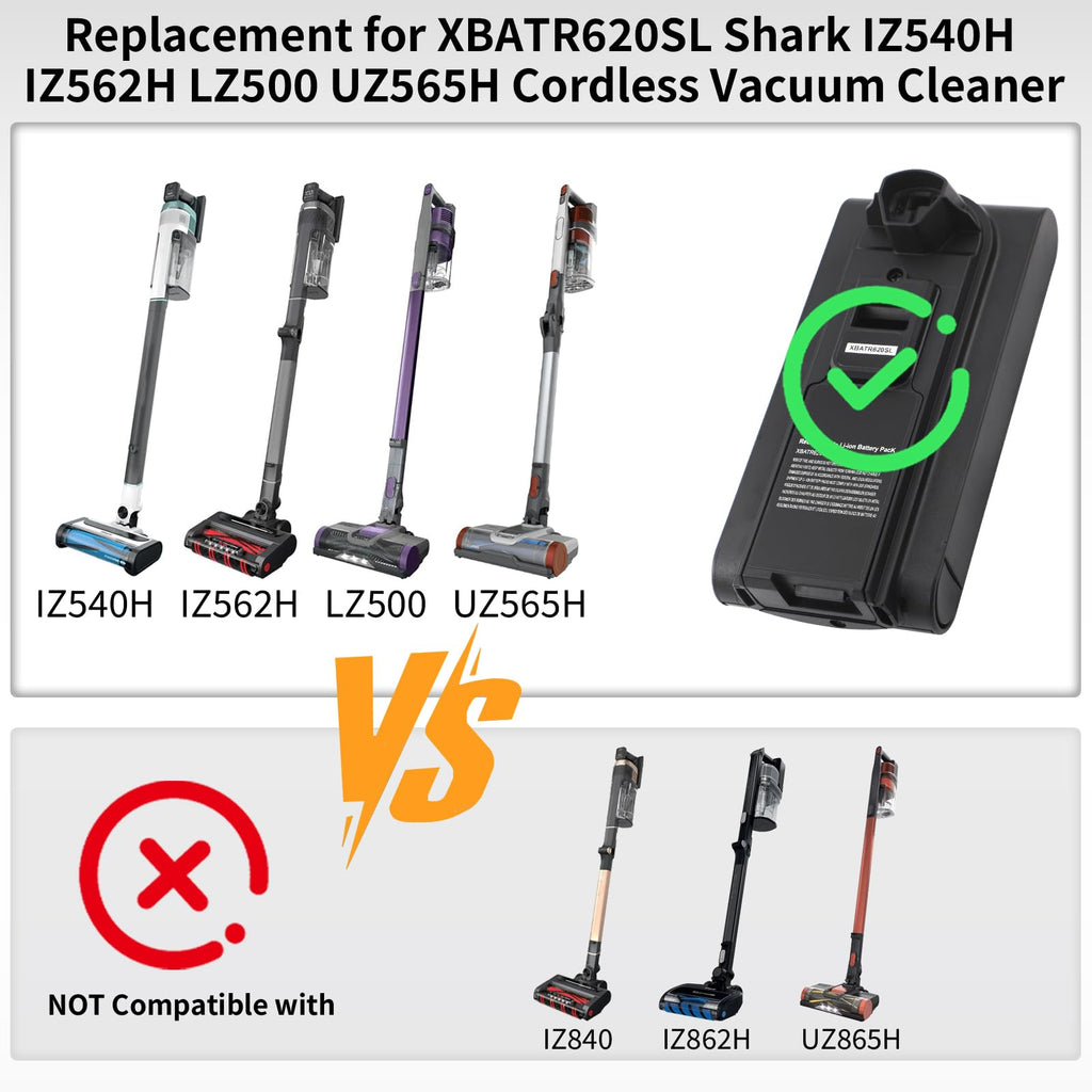 XBATR620SL XBATR625SL Battery Replacement for Shark Stratos IZ540H IZ562H