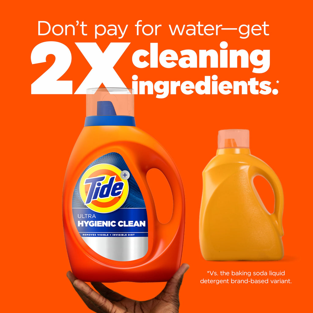 Tide Ultra Hygienic Clean Liquid Laundry Detergent, Original Scent, 132 fl oz, 94 Loads, Removes visible and invisible dirt, Laundry Detergent Liquid
