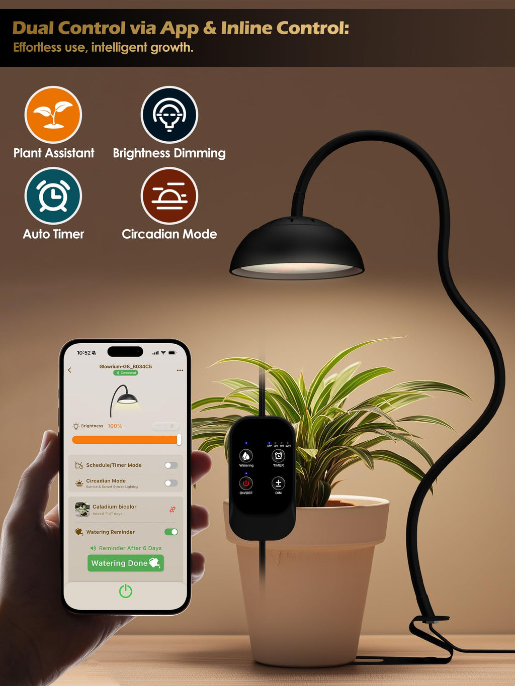 GLOWRIUM Smart Grow Light for Indoor Plants, Full Spectrum Plant Grow Light