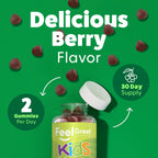 Feel Great Super Green Gummies for Kids | Fruit and Vegetable Gummies | Vegan Veggie Gummy Multivitamin for Kids | Veggie Fiber Supplement | 60 Count