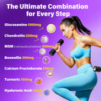Glucosamine Chondroitin Gummies, Sugar Free Glucosamine Chondroitin MSM Supplement, Extra Strength with Boswellia Turmeric, Hydrolyzed Collagen & Hyaluronic Acid, Bone Health for Men & Women, 60 Cts