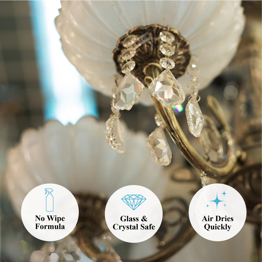 Hagerty Chandelier Cleaner - Spray On Chandelier Cleaner Drip Dry Spray No Wipe - Crystal Cleaner for Chandeliers, Glass Cleaner Spray, for Crystal, Glass, Bronze, Metal - Sprays up to 25 Feet - 32 Oz