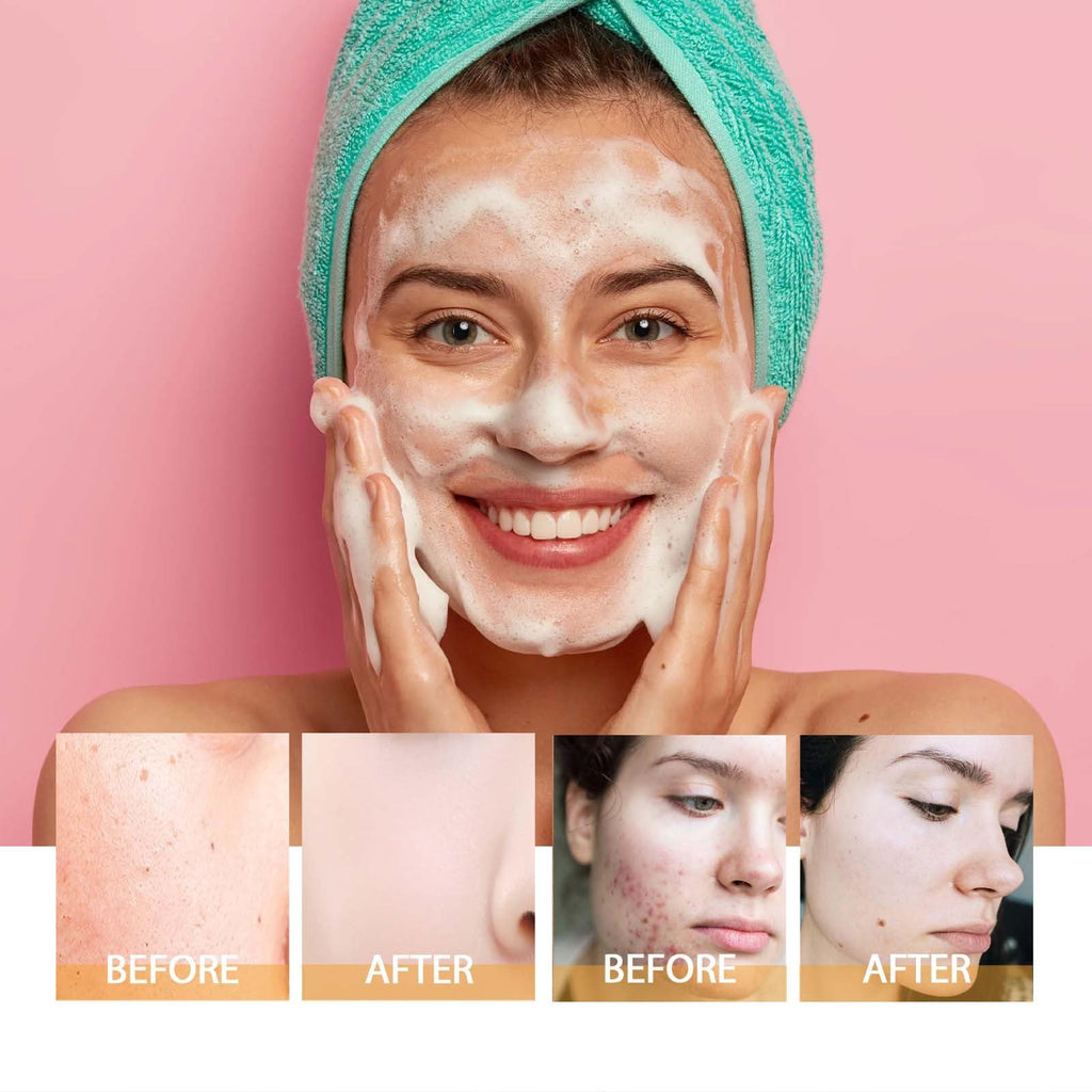 JISKG Turmeric Glow Wash Face Wash With Brush, Deep Cleansing Scrub Exfoliating Turmeric Foaming Facial Cleanser For All Skin. (100ml)