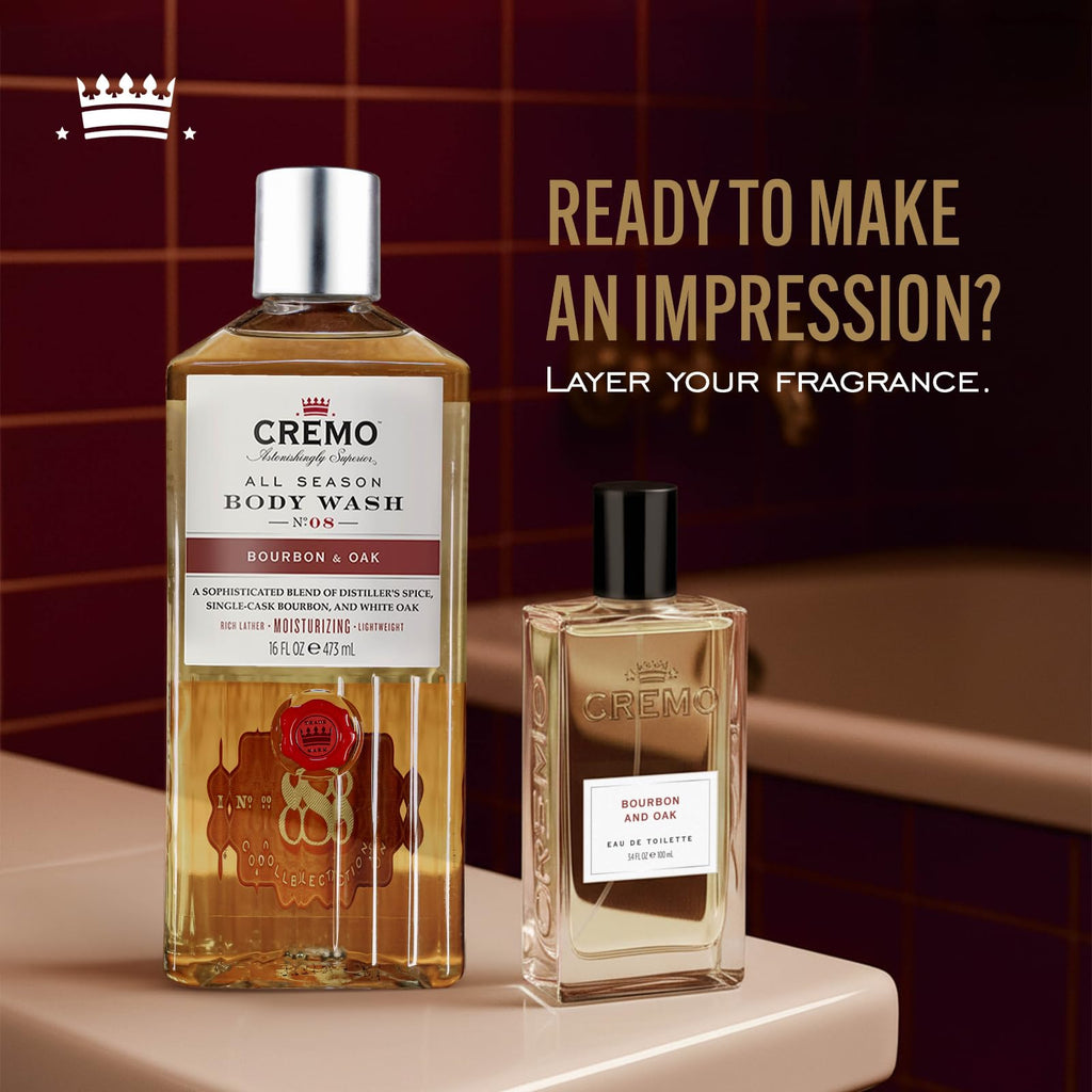 CREMO - Bourbon & Oak Eau de Toilette for Men - Spicy Fragrance - Spray 100ml - Gift for Men