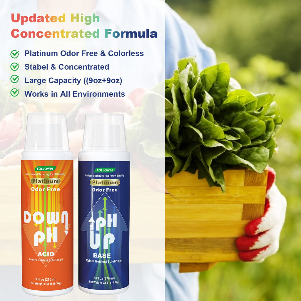 FOLLOWIN pH Up and Down Control Kit for Hydroponics and Soil Gardens