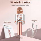 BONAOK Wireless Bluetooth Karaoke Microphone,3-in-1 Portable Handheld Karaoke Mic Speaker Machine Home Party Birthday for All Smartphones PC(Q37 Rose Gold)