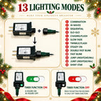 OZS Connectable 2-Pack 164Ft 400LED Christmas String Lights, Warm White