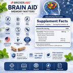 Bricker Labs Brain Aid Memory Matters – Nootropic Brain Supplement with Neumentix Spearmint Extract, Supports Memory, Focus, Mental Clarity & Cognitive Performance, Non-Stimulant Brain Health Support