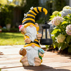 Solar Gnome Garden Decor with LED Lantern,Outdoor Gnomes Statues