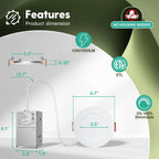 FREELICHT 48 Pack 4 Inch 5CCT Ultra-Thin LED Recessed Ceiling Light with Junction Box, 2700K/3000K/3500K/4000K/5000K Selectable, 700LM Brightness, Dimmable Canless Wafer Downlight, 10WEqv90W-ETL&FCC