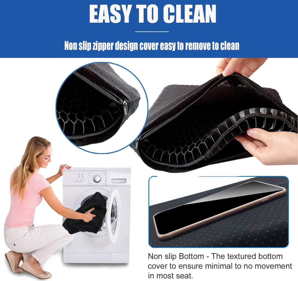 Helishy Gel Seat Cushion for Long Sitting Pressure Relief (Super Large&Thick) - Wheelchair Cushion for Pressure Sores, Coccyx, Sciatica, Back Pain Relief - Non-Slip Butt Pillow for Office, Home, Car