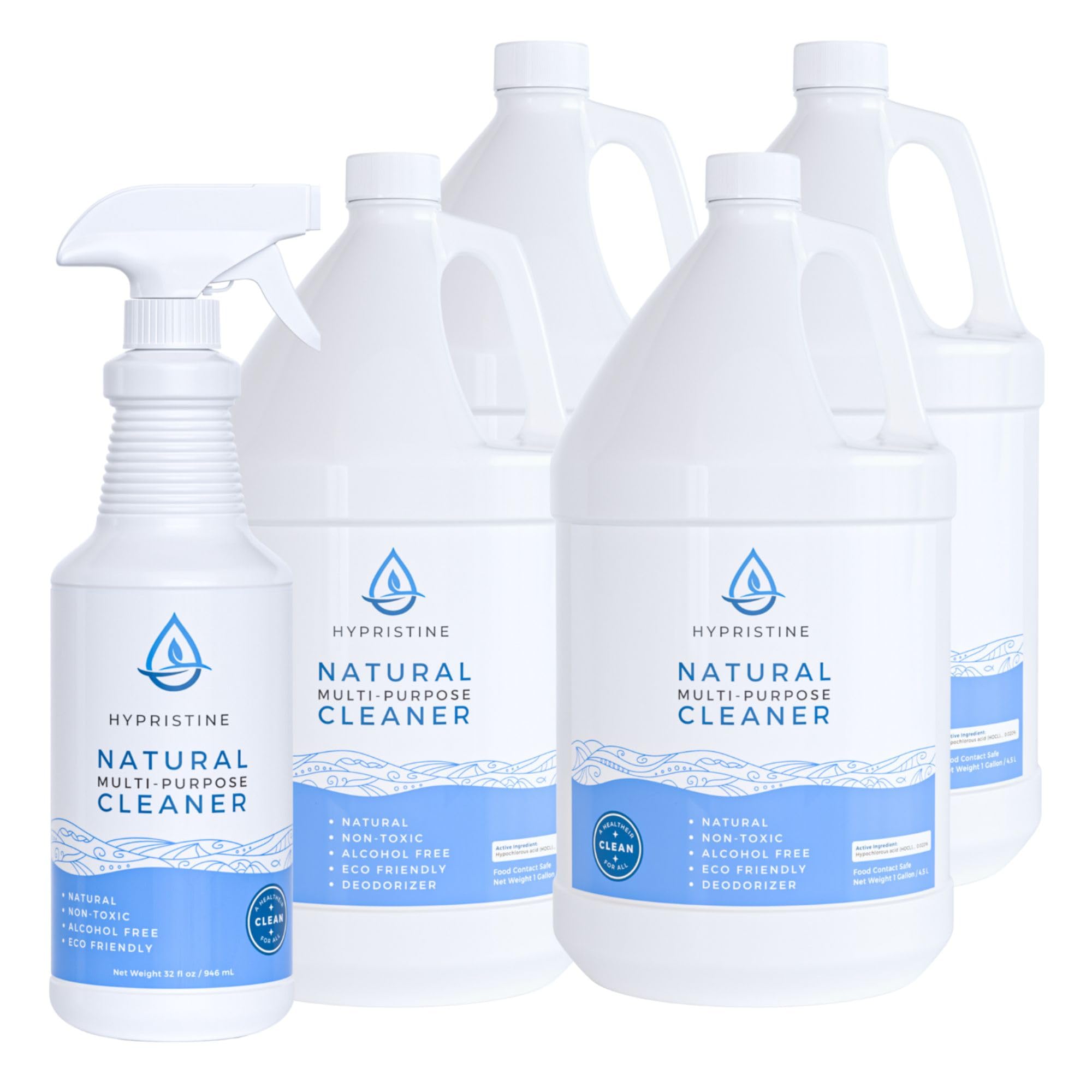 HYPRISTINE PURE Hypochlorous Acid Spray, Multi-Purpose Cleaner, Superior Shelf Life, 0% Bleach, 0% Alcohol, Food Contact Safe, Eliminate Non-Living Allergens, Remove Pet Odor, Clean Any Surface