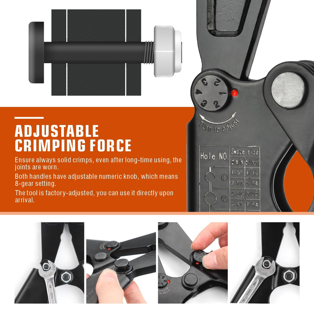 iCrimp Wire Rope Crimping Tool, Wire Rope Swager, Fishing Lines Crimping, for 1/64-inch to 3/16-inch Aluminum Oval Sleeves, Stop Sleeves, Loop Sleeves and Ferrules