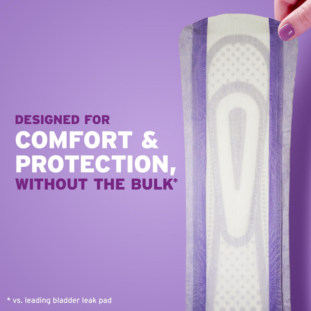Poise Ultra Thin Incontinence & Postpartum Pads for Bladder Leaks, 7 Drop Ultra Absorbency, Long Length, 66 Count (3 Packs of 22), Packaging May Vary