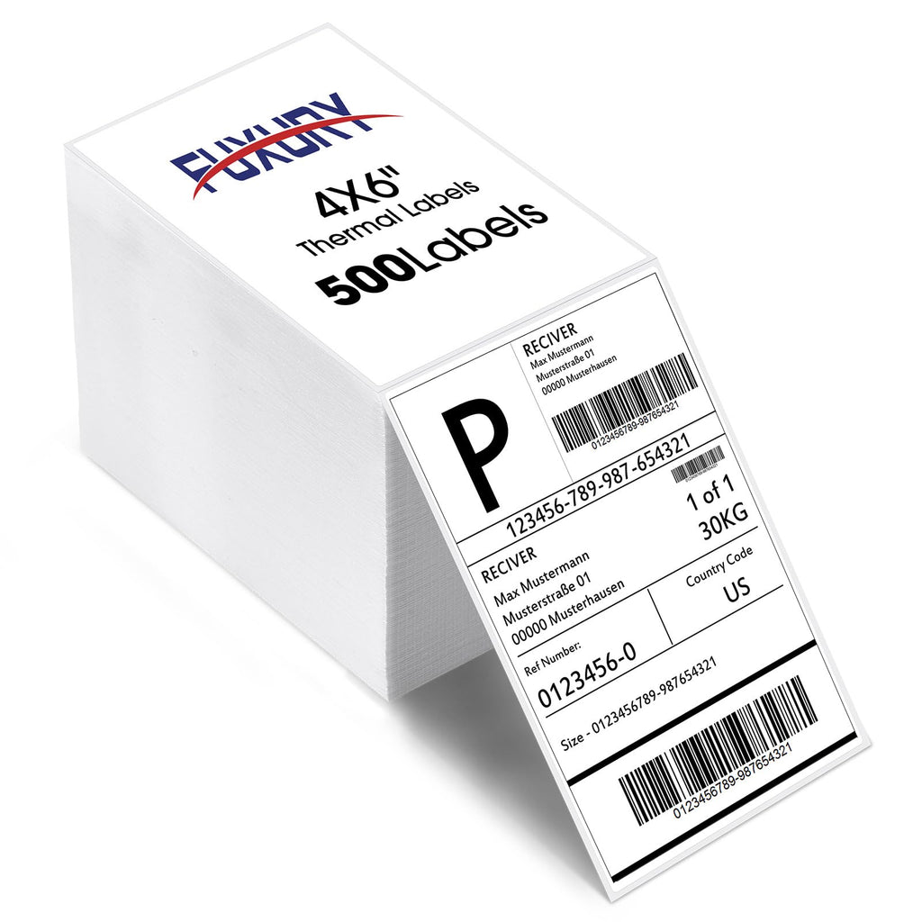 Fuxury Thermal Labels 4x6 500 Labels Fanfold Direct Shipping Label with Perforated and Strong Adhesive Mailing Stickers Paper Thermal Printer Sticker for Most Printer Shipping Supplies