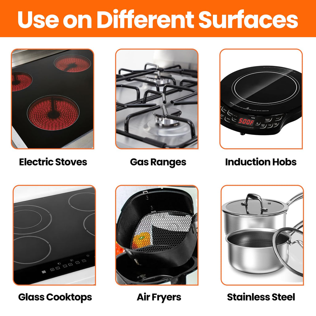 3-in-1 Stove Top Cleaner Kit - Glass Cooktop Cleaner for Ceramic Electric Gas & Induction Stoves - Includes Heavy Duty Scraper and Double-Sided Sponges for Removing Burnt-on Grease, Oil & Grime