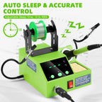 Soldering Station, 100W Digital Display Soldering Iron Station Kit with 2 Helping Hands, 356°F - 896°F, Auto Sleep, °C/°F Conversion, Solder Wire, Tips, Stand, Pump, Tweezers, Tip Cleaner, Green