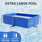 SunSwell Metal Frame Swimming Pool for Family, Rectangle Above Ground Pool for Outdoor, Easy Setup for Backyard, Garden, Camping - Durable PVC